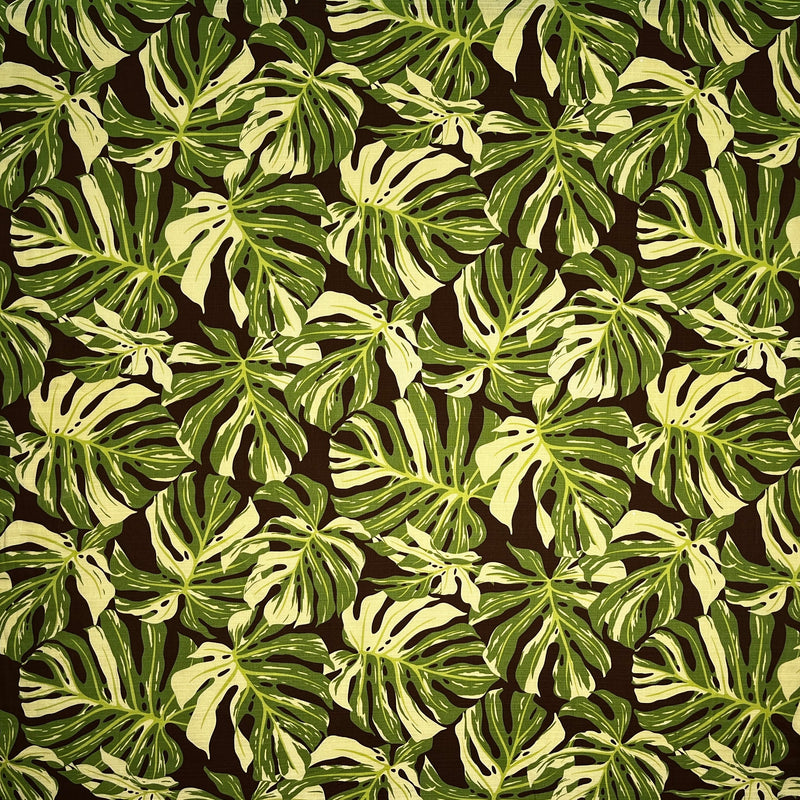 All-over Multicolor Monstera Leaves Fabric  | Light Barkcloth