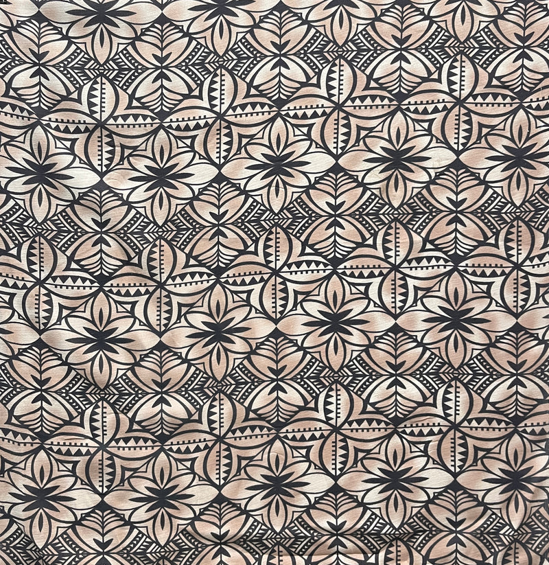 Traditional Polynesian Geometric Design Fabric| Light Barkcloth