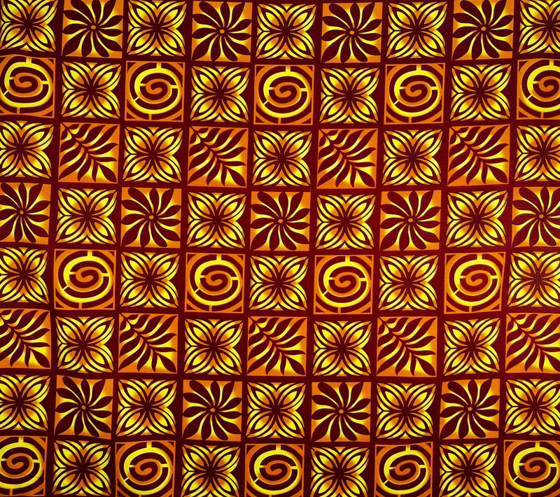 Traditional Polynesian Tapa checkered design Fabric| Cotton Light Barkcloth