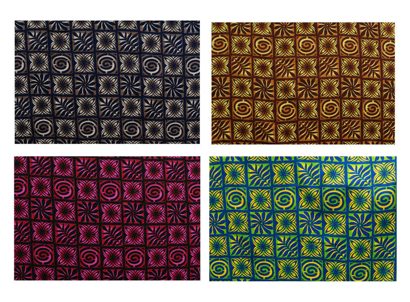 Traditional Polynesian Tapa checkered design Fabric| Cotton Light Barkcloth
