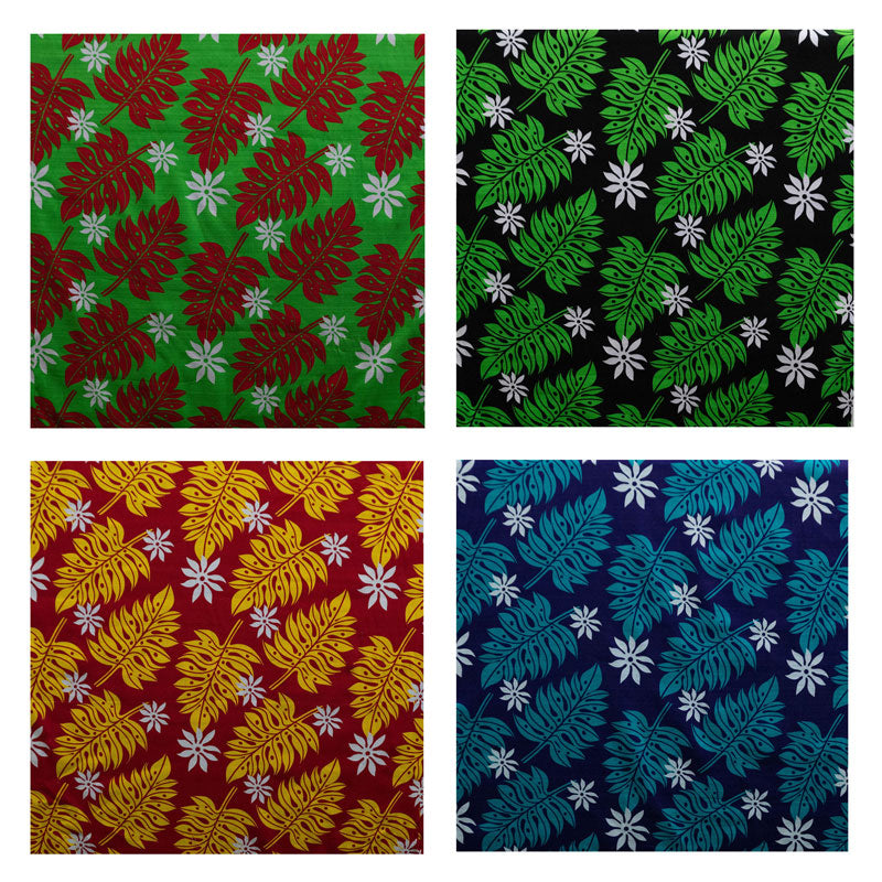 Tiare & Split Leaf Fabric | Cotton Light Barkcloth