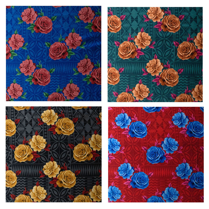 Polynesian Rose Geometric design Fabric | Peachskin