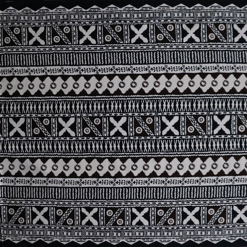 Traditional Polynesian Geometric design Fabric | Cotton Light Barkcloth