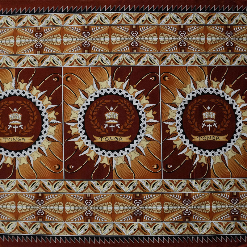 Tongan Seal Double Border Fabric | Cotton Light-Barkcloth