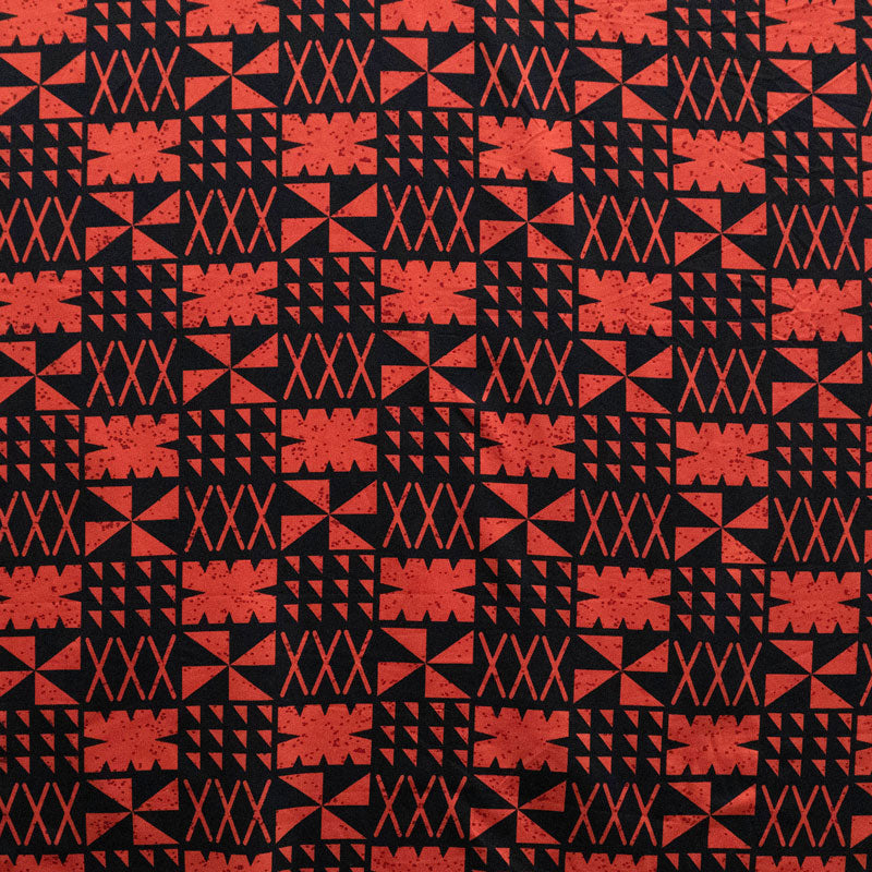 Traditional Polynesian Tapa Design Fabric | Polyester
