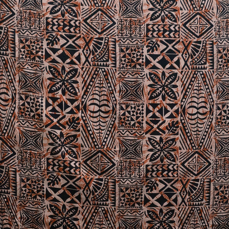 Traditional Tongan Geometric Design Fabric | Peachskin