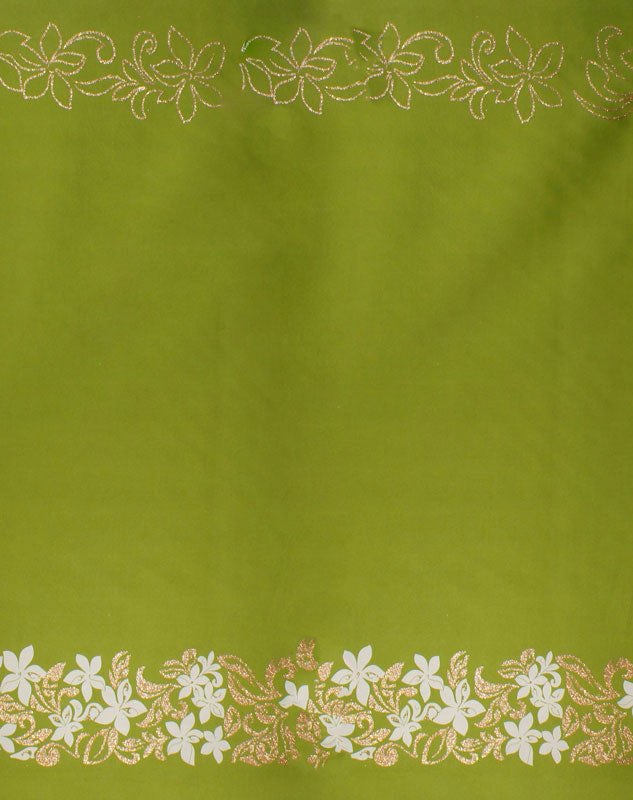 Tiare & Swirls Double Border Fabric | Glitter Polyester