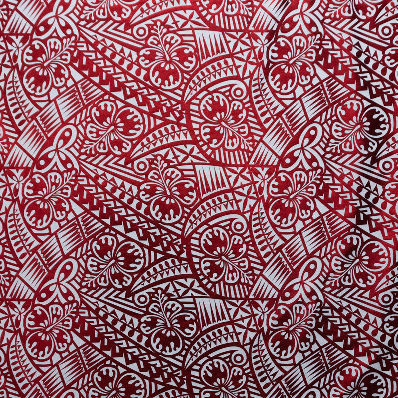 Traditional Polynesian Tattoo Hibiscus Design Fabric | Polyester Foil