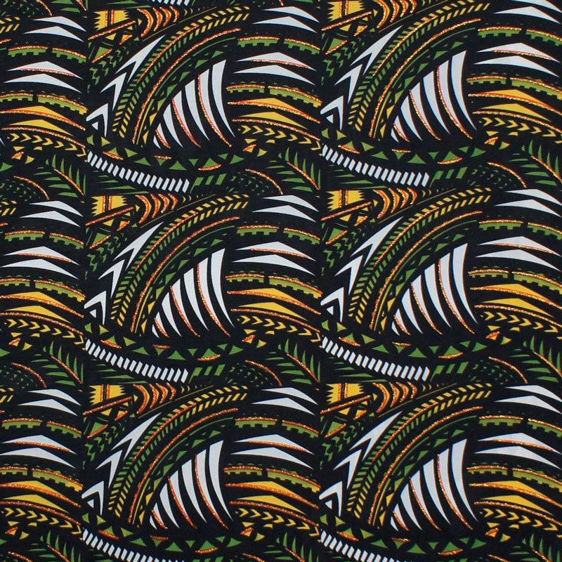 Polynesian Tribal Design Fabric | Glitter