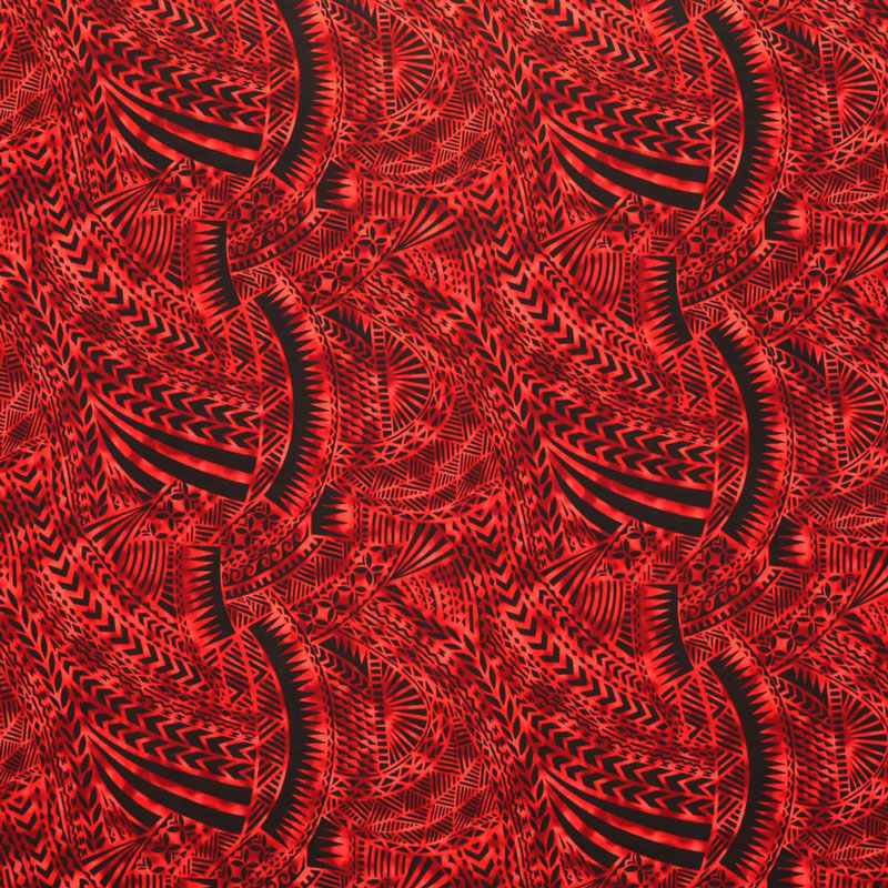 Traditional Polynesian Tattoo Design Fabric | Rayon Poplin
