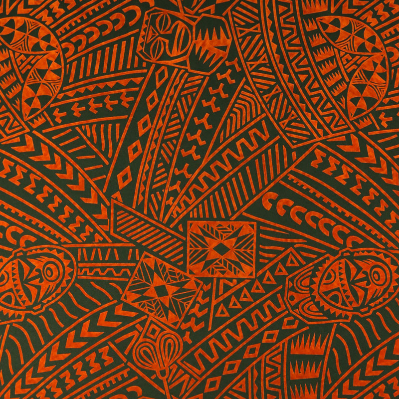Polynesian Tiki Tribal Design Fabric | Polyester Flocking