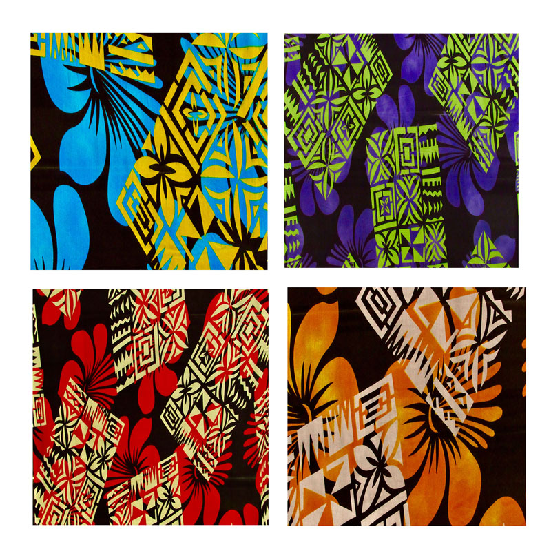 Hibiscus Geometric Floral Design Fabric | Rayon