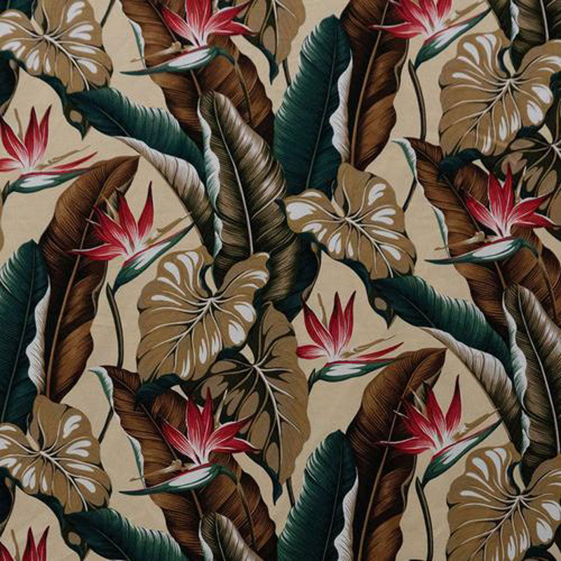 Bird of Paradise Tropical Leaves |Cream | Cotton Heavy-Barkcloth Fabric