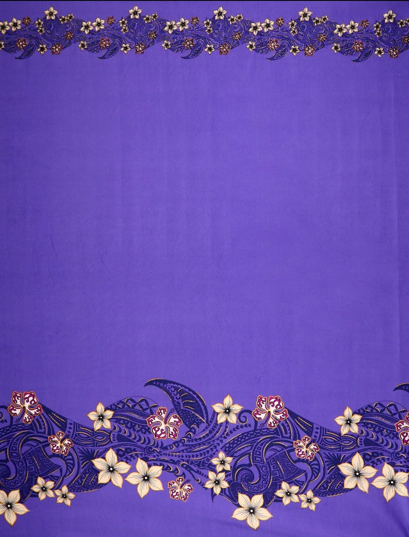 Tiare Hibiscus Double Border Fabric | Polyester