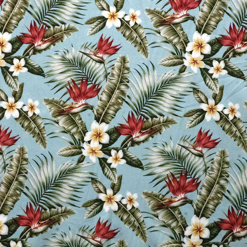 Birds of Paradise Plumeria Palm Banana Leaves Fabric  | Upholstery