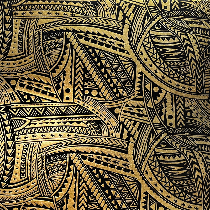 Traditional Polynesian Tattoo design Fabric| Polyester Foil