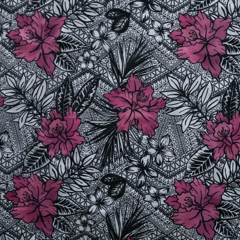 All Over Tropical Flowers & Leaves Fabric | Polyester