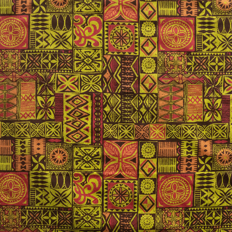 Traditional Polynesian Tapa design Fabric | Polyester