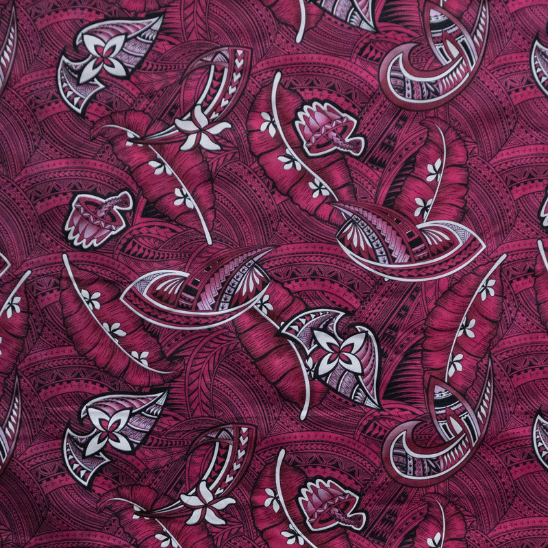 Traditional Polynesian Tattoo Plumeria Kava Bowl Design Fabric | Polyester