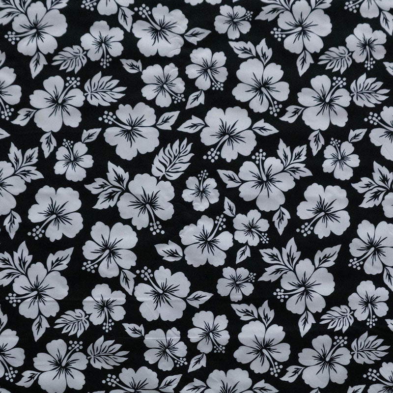 Hibiscus/Monstera | Polyester Fabric Black