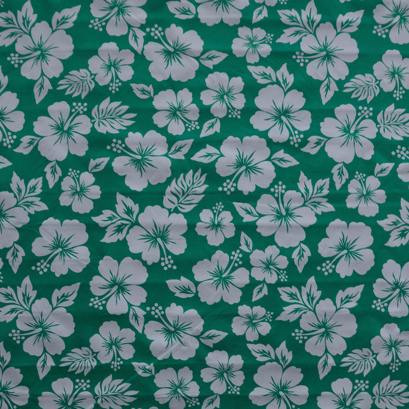 Hibiscus/Monstera | Polyester Fabric Green