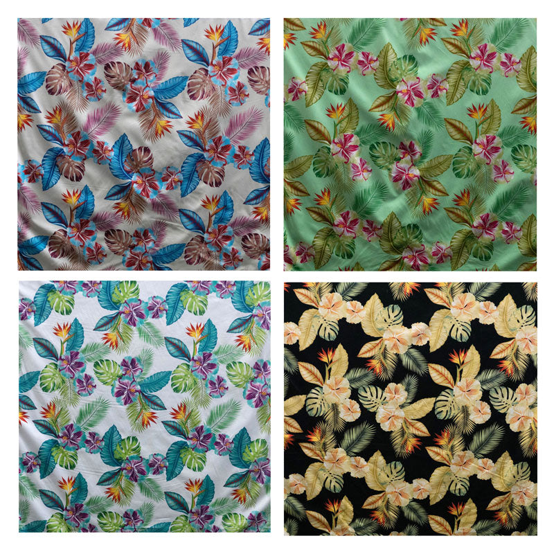 Hibiscus Birds of Paradise Palm Monstera Palm Banana Leaf Fabric | Cotton
