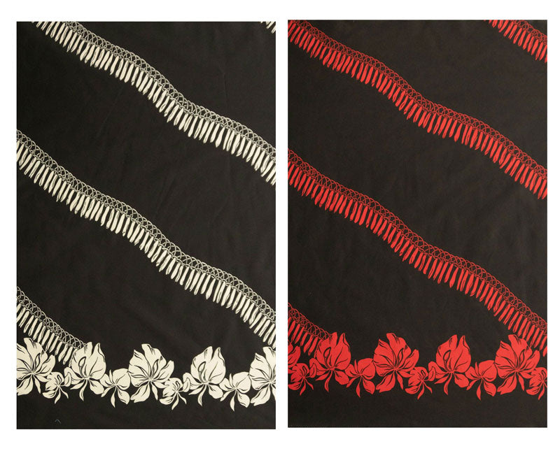 Hibiscus Buds Single Border design Fabric  | Poly-Cotton