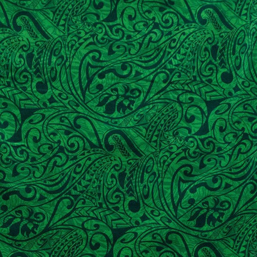 Traditional Polynesian Tattoo Swirl design Fabric | Cotton Light Barkcloth