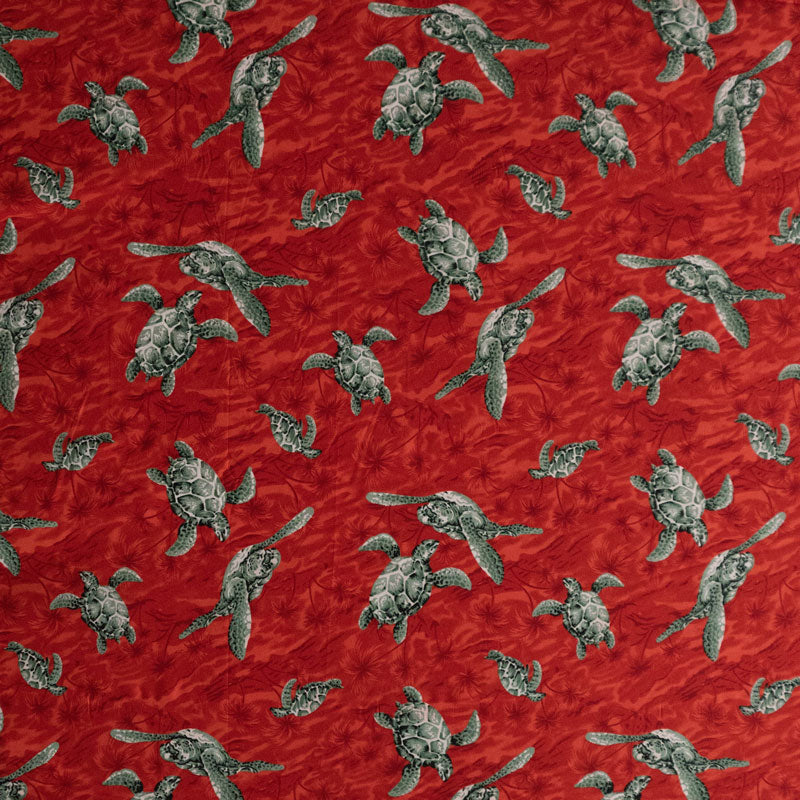 Swimming Turtles | Peachskin Fabric Red