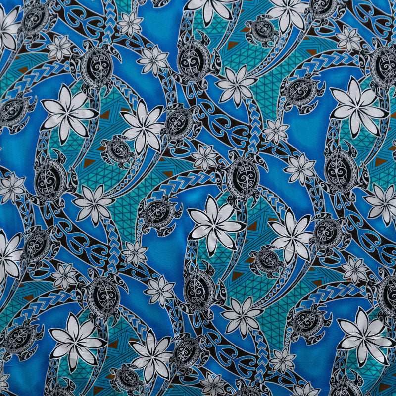 Tiare Sea Turtles Polynesian Tribal Design Fabric| Rayon