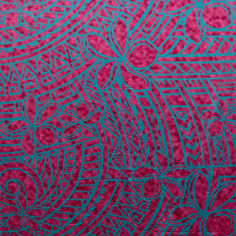 Plumeria Tribal Design | Peachskin Fabric Fuschia Gray