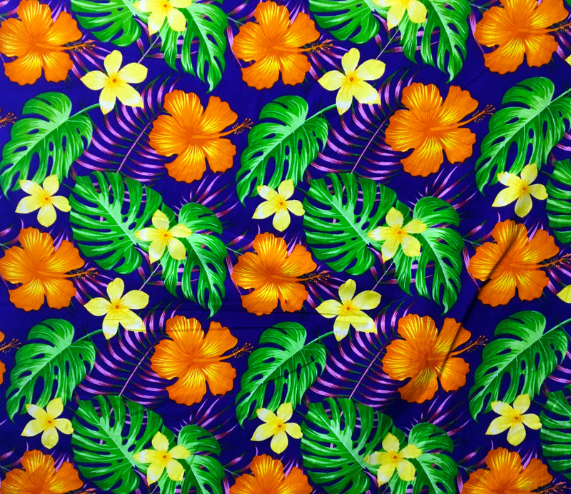 All over Tropical Flowers Fabric | Cotton