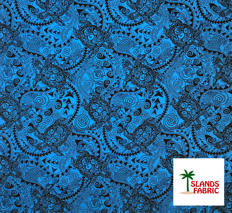 Tiki Turtle All Over Fabric | Cotton