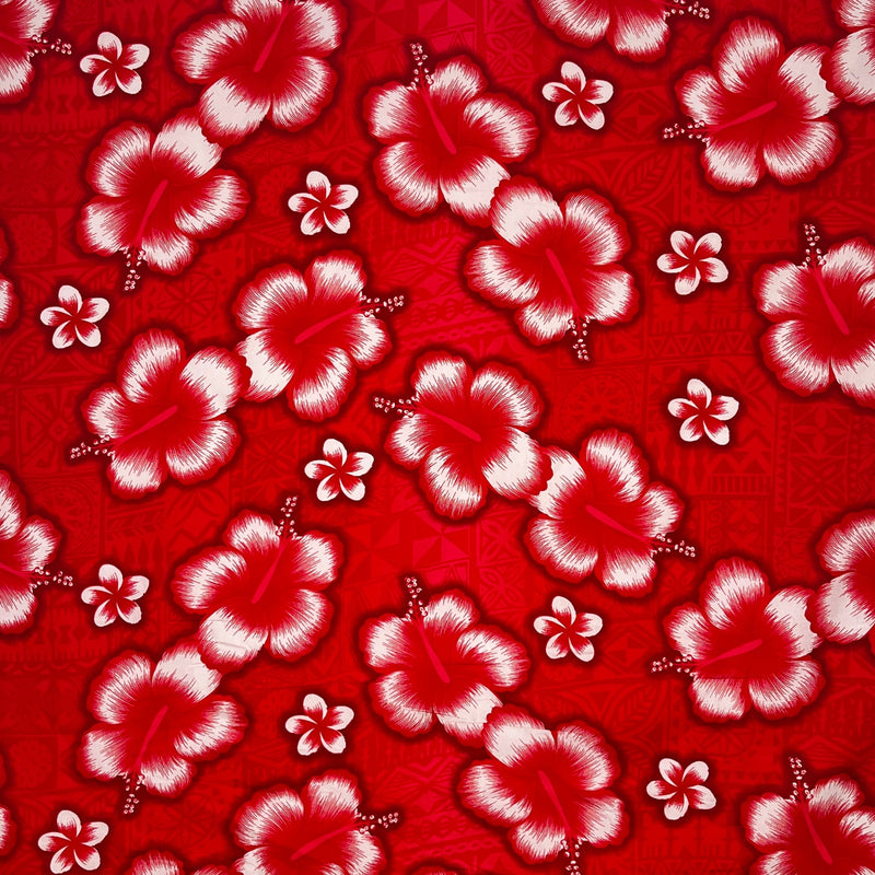 Hibiscus Traditional Tattoo Background Fabric | Cotton