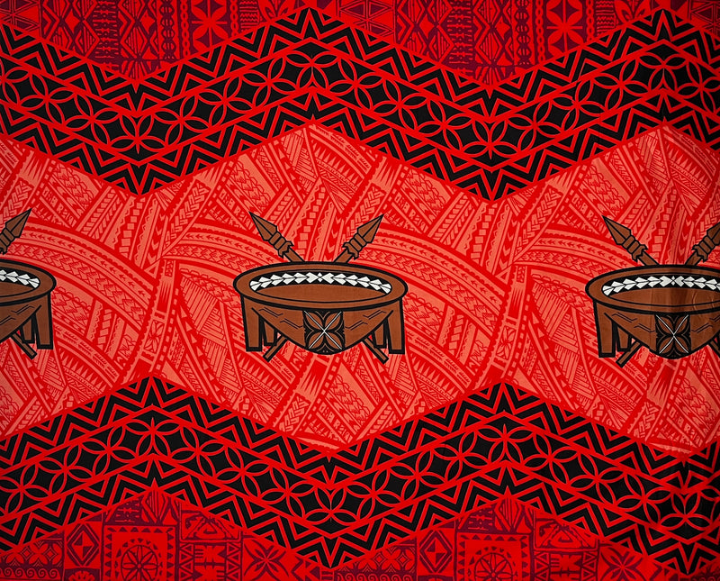 Traditional Tonga Tattoo Kava Bowl Center Fabric | Cotton