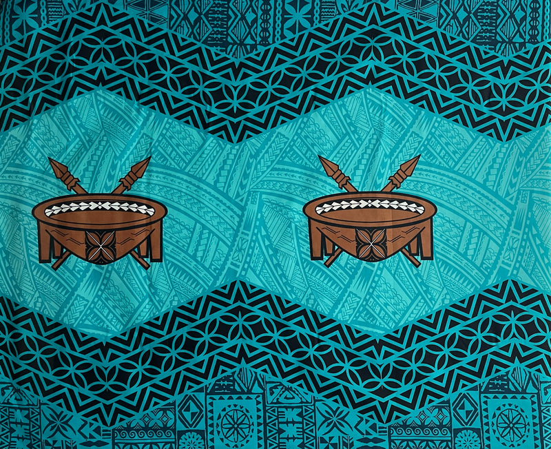 Traditional Tonga Tattoo Kava Bowl Center Fabric | Cotton