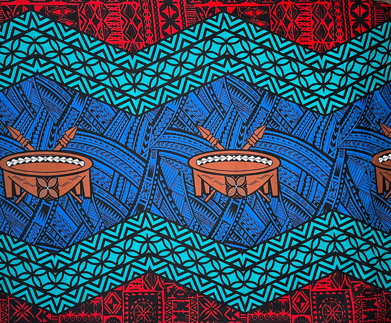 Traditional Tonga Tattoo Kava Bowl Center | Cotton Fabric