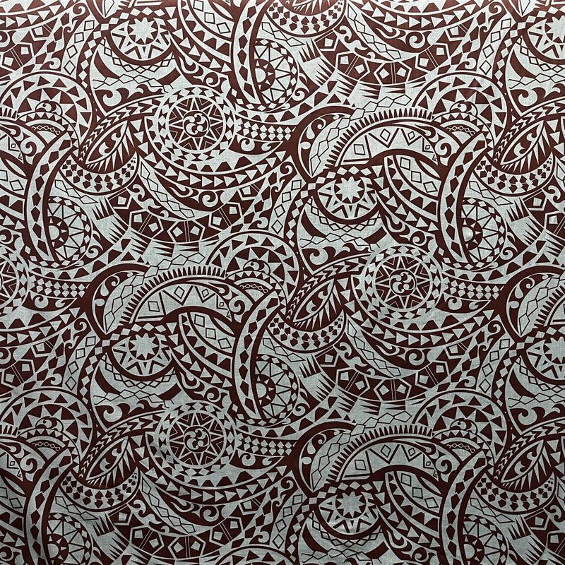 Traditional Tattoo Polynesian Print Fabric | Chambray (Denim Look)