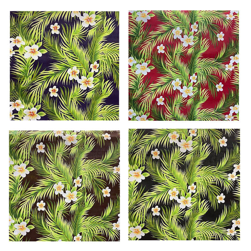 Plumeria Flowers & Palm Leaves Fabric | Polyester