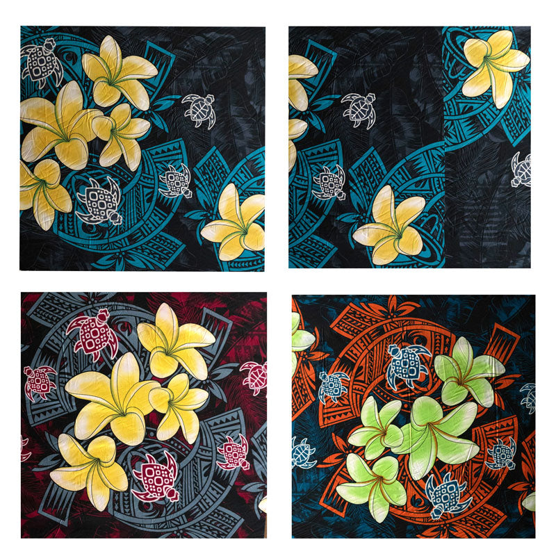 Plumeria Turtles Traditional Tribal design | Peachskin Fabric