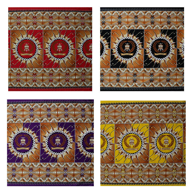 Tongan Seal Double Border | Cotton Light-Barkcloth Fabric