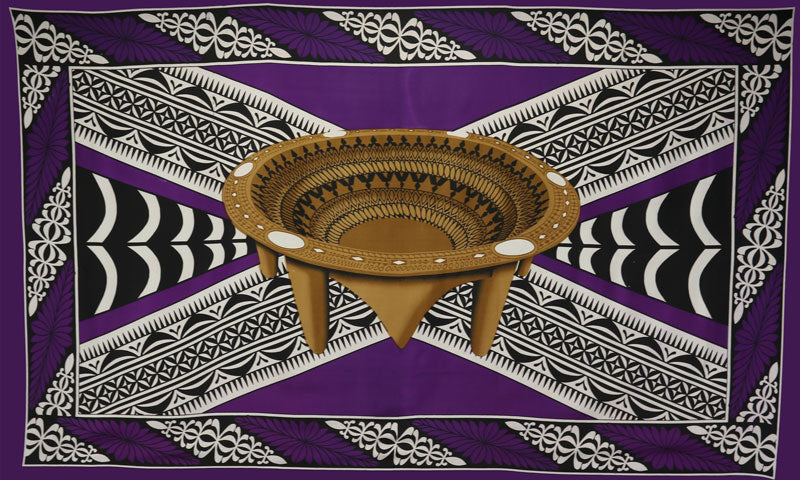 Kingdom of Tonga Kava Bowl All Around Border Crossing pattern | Sarong Purple