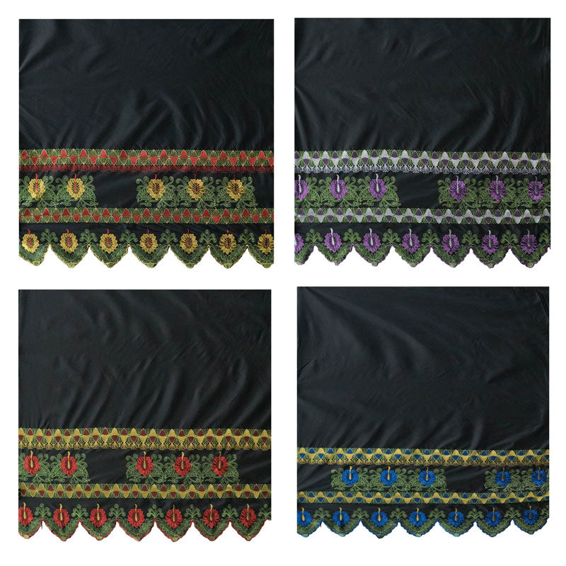 Floral Embroidered Border | Polyester Fabric