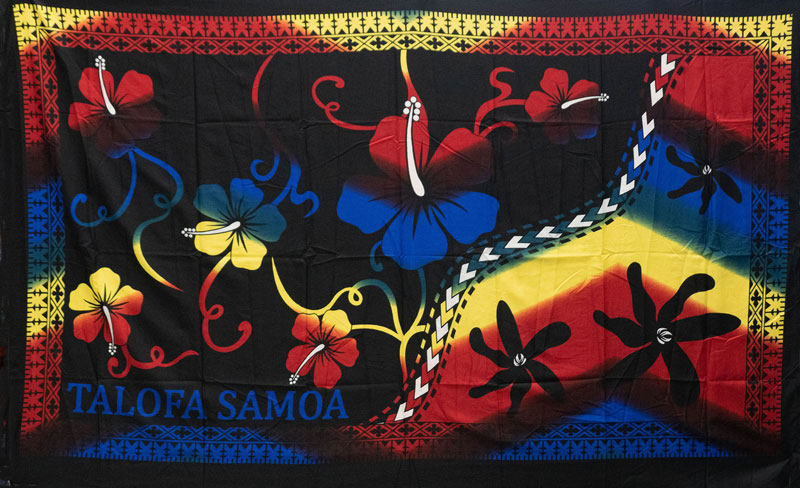 Multicolor Talofa Samoa/Hibiscus/Tiare | Sarong Red/Blue/Yellow