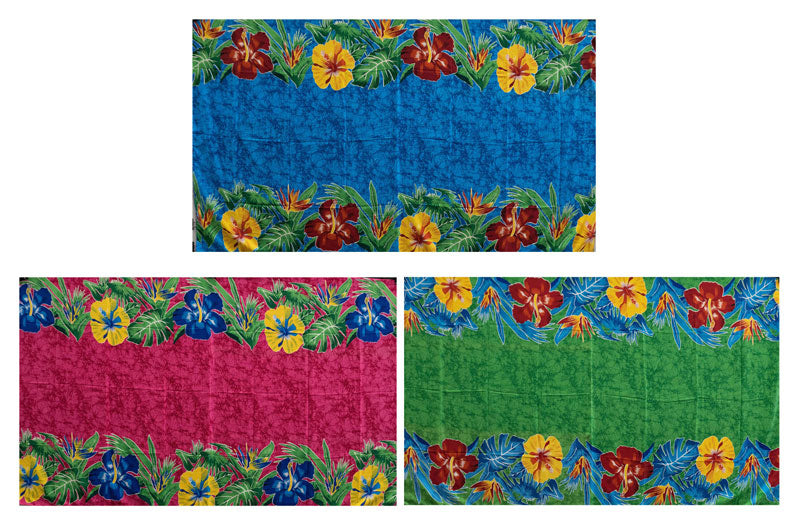 Hibiscus & Tropical Leaves Double Border | Sarong