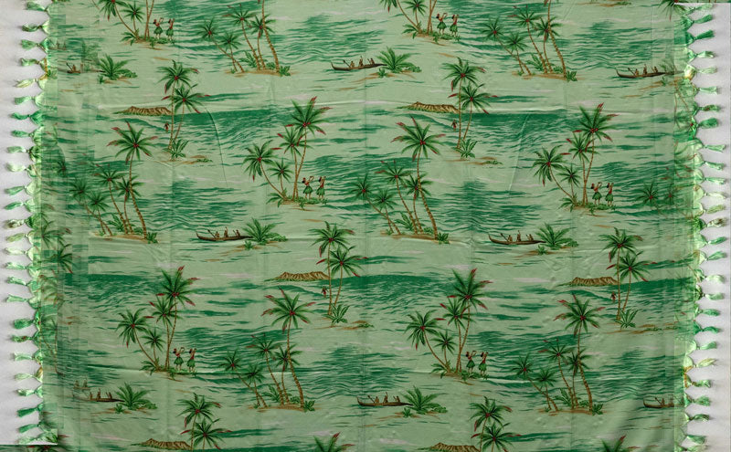 Palm Tree Hula dancers Sarong with Fringes  Green