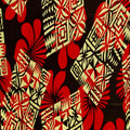 Hibiscus Geometric Floral Design | Rayon Fabric Red
