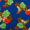 Hibiscus Plumeria Banana Leaves Palm Leaves | Glitter Polyester Fabric Blue