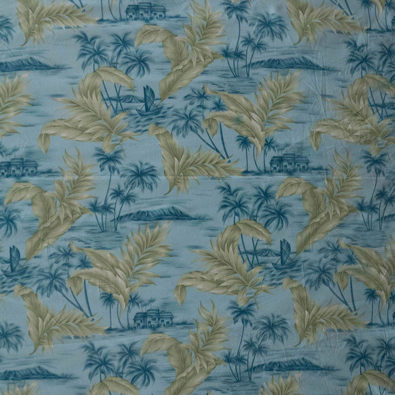 Island Aveca Palm | Polyester Fabric Light BLue