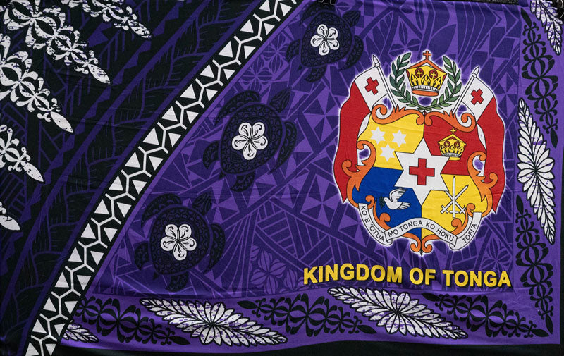 Kingdom of Tonga Seal Turtle Plumeria | Sarong Purple